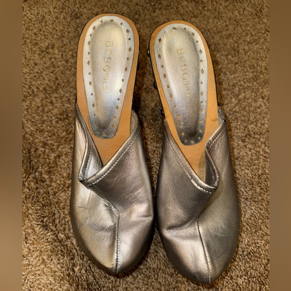 silver clog sandals